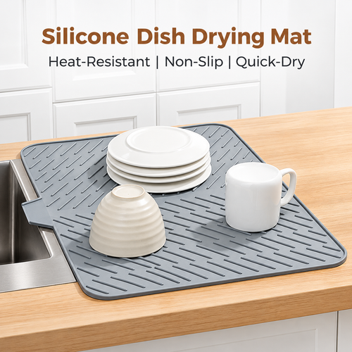 SMARTHOME™ Silicone Dish Drying Mat with Built-in Drain Lip